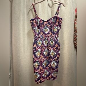 J. CREW Dress Medallion Tank Spaghetti Strap Paisley Print Boho Chic Summer Sz 6